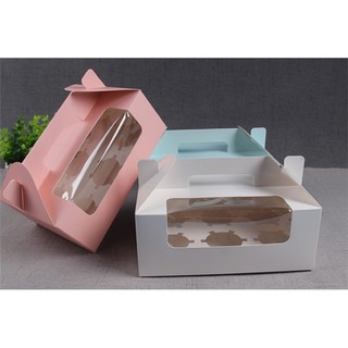10PCS 6 holes Cupcake box/pastry box/cookie box with handle (3)
