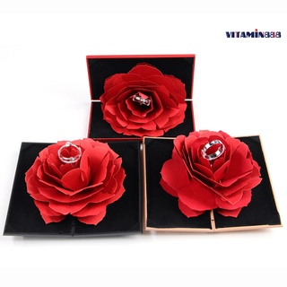 Charm Men's Fashion Valentine Rose Flower Ring Box High-Grade Rotary Romantic Proposal Ring Creative Gift