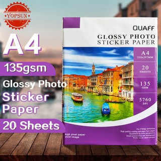 Printing✎▲Quaff Glossy Photo Sticker Paper 135/90 gsm A4 Size 20 Sheets (3)