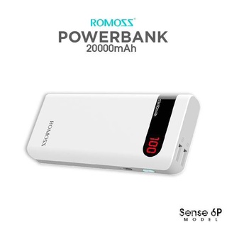 Romoss Sense 6P 20000mAh Powerbank Dual Output LED Display Power Bank Sense6P (White) gGJ5