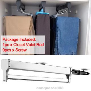 Heavy Duty Stainless Steel Space Saving Adjustable Pull Out Wardrobe Clothing Closet Valet Rod□
