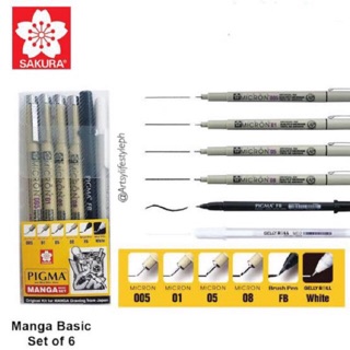 Sakura Pigma Micron Drawing Pen Manga Set Black / Sepia / Brown Ink