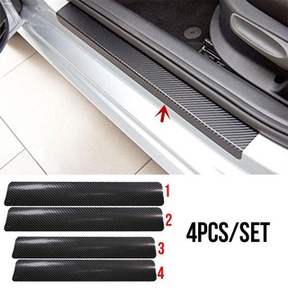 FIBER STICKERPLATE◆♟Universal 4 Pcs/Set 3D Black Carbon Door Side Step Sill Sticker Decoration Cover