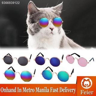 BHG10.28♈™▤【Ready stock】Pet Products Lovely Vintage Round Cat Sunglasses Reflection Eye wear glasses