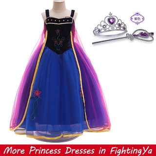 【Frozen Ii】Anna Elsa Dress Fancy Cosplay Clothes for Girl Floral Birthday Party Gown Children Kids Snowflake Halloween Princess Costume