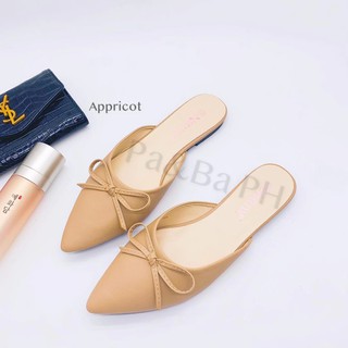 Korean Women Flat Half Shoes w/ribbon Pointed toe Casual