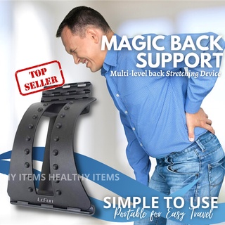 [HEALTHYITEMS ]Magic Back Support Plus Massager Multi-level Lumbar Traction Orthotic Spine Stretcher