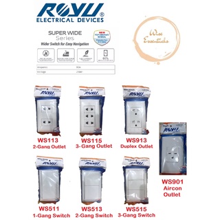 ROYU SUPER Wide Series 1, 2, 3 Gang Switch/Outlet, Aircon Outlet