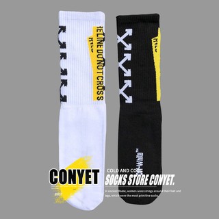 Men skateboard cotton socks street fashion unisex Harajuku Hip Hop OFF-white long socks