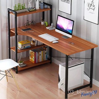 Scandinavian Computer Table Writing Table Study Table Desk with 4 Tier Bookshelves for Office & Home