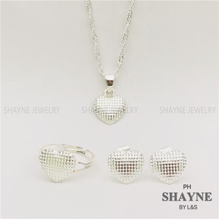 SHAYNE Jewelry 925 Silver 3in1 Pendant Necklace Stud Earrings Adjustable Ring set for women set-247