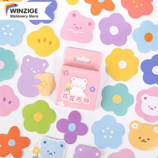 Winzige 46Pcs Colorful Flower Stickers Set Lovely Bear Stickers Scrapbooking Journal Stationery