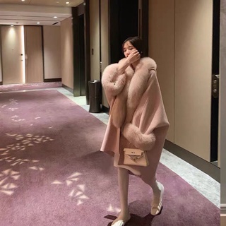 [Sweet Colorful Fashionable Clothing] Korean Version Double-Sided Alpaca Velvet Lazy Style Fox Fur Cloak