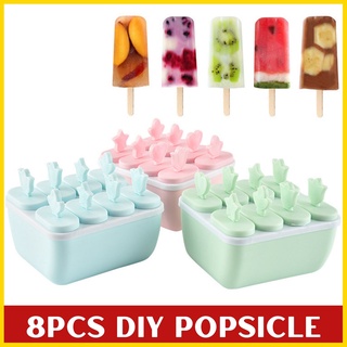 8 Cells DIY Ice Mold Frozen Ice Cream Mold Popsicle Maker Lolly Mould Frozen Ice Cream Lolly Juice