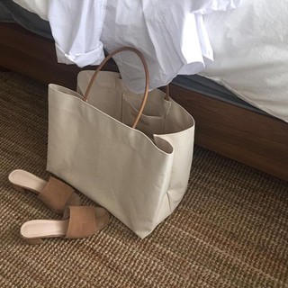 Korean canvas women's bag basic large capacity shoulder tote shopping bag minimalist