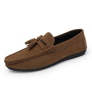 Leisure Suede Leather Driving Shoes Soft Moccasins Loafers Boat Shoes Brown