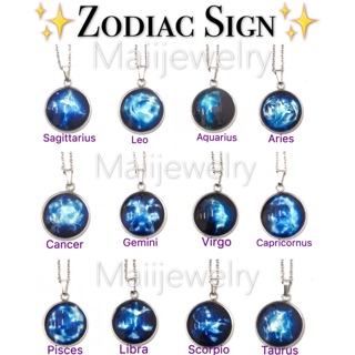 Zodiac Sign Wing Bling Glow In The Dark Moon Necklace