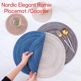 Nordic Elegant Placemat For Dining Table Heat-Resistant Round Washable Ramie Anti-Slip Cup Coasters