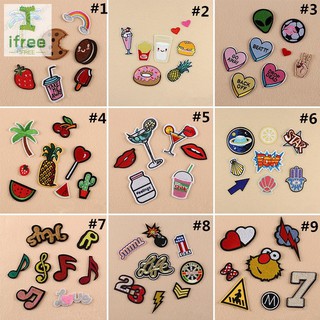 1 set Package Embroidery Iron On Patches Sewn Applique Cute Logo Food Uniform DIY Embroidered Patch