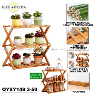 Maharlika QYSY148 3-50 3 Layer Space Saving Plant Rack & Shoe Rack Organizer Wooden Storage Shelves