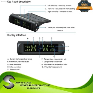 ❉▼▽New TPMS Solar Power Car Wireless External Tire Pressure Monitoring System LCD Display