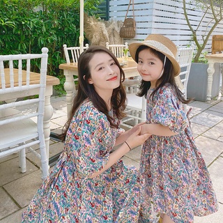 ◇Different parent-child dress summer new girl dress Korean floral mother and daughter mother and dau