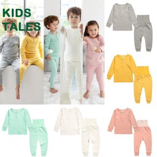 Kids Tales Little Boys Girls 2PCS Soft Cotton Solid Pajamas Sets Sleeper 2-6Years