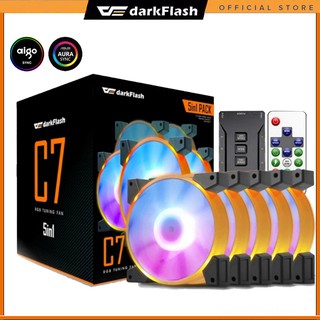 darkFlash C7 RGB PC Fan 120mm Computer Case Fans ARGB Mystic Light Aura SYNC LED 5V 3pin Fan for PC better than DR12 pro