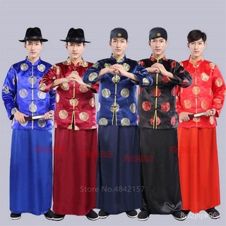 Traditional Chinese Vintage Clohing Satin Ancient Costume New Year Tang Suit Embroidery Kung Fu Unif
