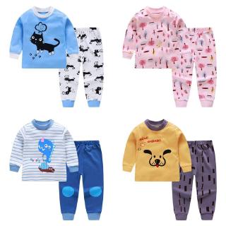 Baby Boy Girl Cartoon Animal Print Long Sleeve Tops+Pants Pajamas Set 0~6 Years Old