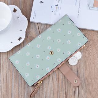 Ready Stock Fashion Wallet Women Leather Fold Over Long Purse Ultra-thin Card Holder Zipper Coin Purse Female Wallet