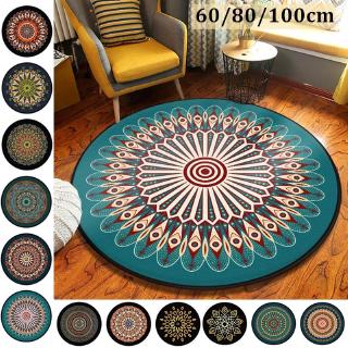 Mandala Printed Round Carpet Soft Fabric Living Room Table Chair Floor Mat Carpet Room Bedroom Rug