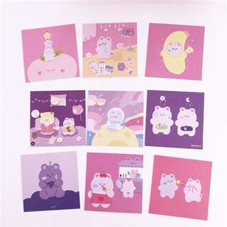 9 Sheets Cute Pink Bear Decoration Postcard Set Korean Double-Sided Cards DIY Cartoon Wall Bedroom Scrapbooking Stationery (4)