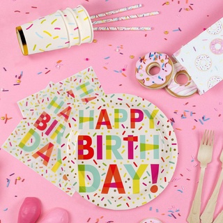 Happy Birthday theme Party Supplies unicorn Disposable Paper Plates Cup napkin Party Supplies Party Decoration Set