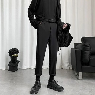 【M-3XL】Men's straight Korean fashion casual black plain pants for men wide leg ankle pants formal pants mens slacks office party pants (1)