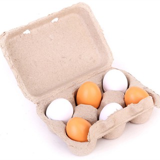 6pcs Wooden Kitchen Toys Set Food Eggs Yolk Gift Preschool (3)