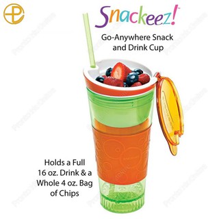 2 in 1 Snacks and Drink Cup Snackeez (Green/Orange)