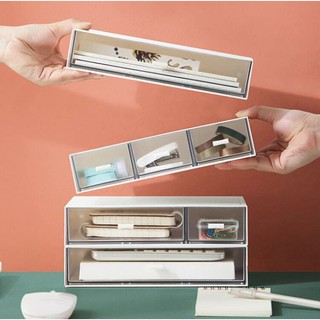 Minimalist Japanese Style Stackable Desk Drawer Organizer Cosmetic Stationary File Storage Box