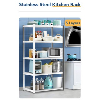 5 Layer Stainless Kitchen Rack / Stainless Steel Kitchen Shelf / Organizer / Rack / Storage 5 Tier