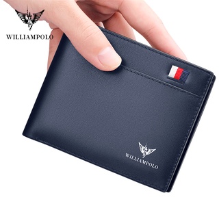 WilliamPOLO Brand Busines Men Wallet Genuine Leather Bifold Wallet Bank Credit Card Case ID Holders