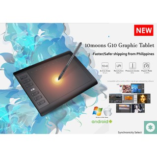 ✐❒10moons G10 Graphic Tablet 8192 Levels Digital pad Drawing No need charge Windows Android Mac Appl