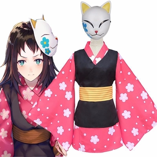 Anime Demon Slayer Kimetsu no Yaiba Makomo Cosplay Costume Women Kimono Robes Suit