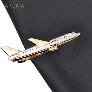 AROMA Fashion Men Tie Clip Gentleman Shirt Tie Pin Necktie Clip Classic Design Airplane Shape Jewelry Metal Wedding Gifts Simple Aircraft Clips