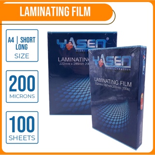 Laminating Film 200 microns A4 | Short | Long - Yasen Laminating Film 100 sheets per pack