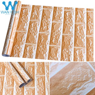 WANFISH Gold Bricks Wallpaper 10Mx45CM Self-Adhesive Waterproof Wall Sticker Design Home Decor PVC