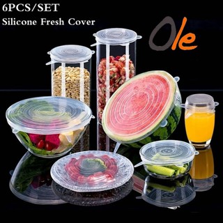 6 Pcs / Set Of Food Grade Environmental Protection Silicone Fresh-Keeping Cover Can Be Reused Withou