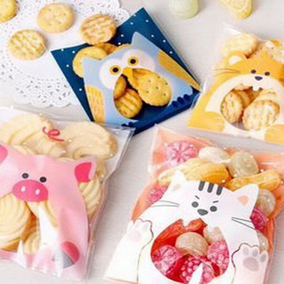100PCS Animals Candy Cake Packaging Bags Self-adhesive Gifts Bags Party