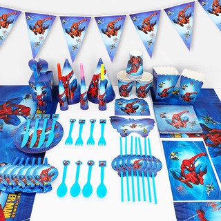 Spiderman Design Theme Cartoon Party Set Tableware Birthday Party Decoration For Children Set