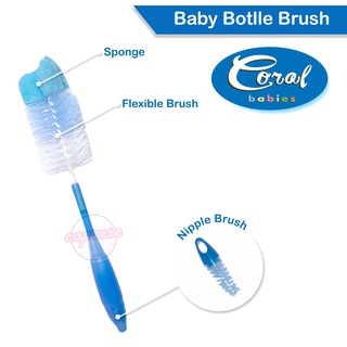 Baby / Infant bottle brush with nipple brush Coral