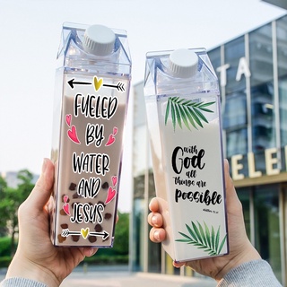 One Supermarket Clear Transparent Acrylic Water Bottle Stylish Milk Carton Shaped Water Bottle Milk